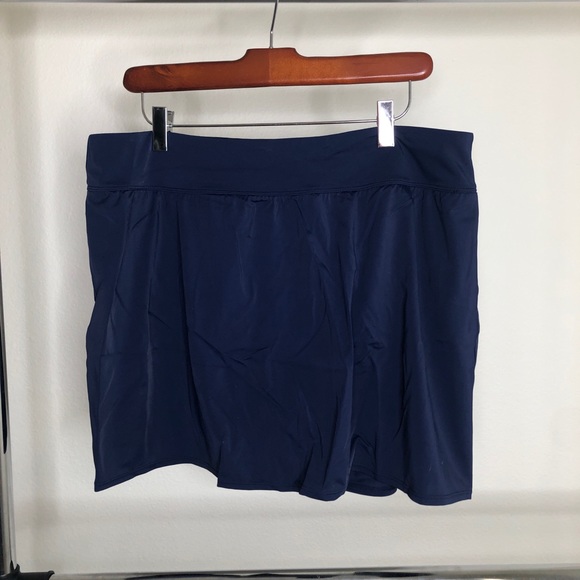 Denim & Co. Beach Twist Front Tankini with Skirt, Navy, Plus 18 - Picture 5 of 8